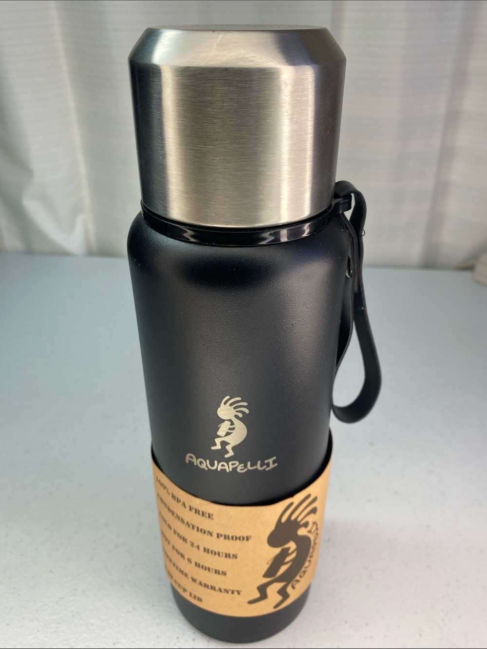 Aquapelli Black Stainless-Top Water Bottle
